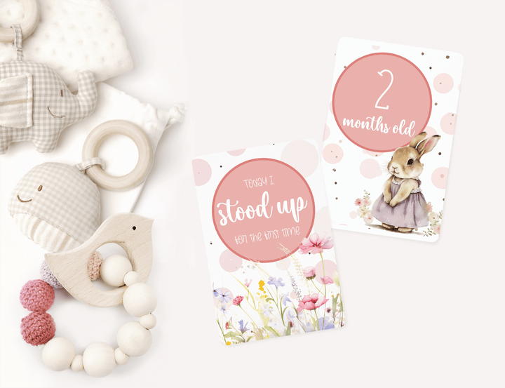 Introducing Our Newest Arrival: The Happy Bunnies Baby Milestone Cards Set! - Twinkle and Giraffe Designs