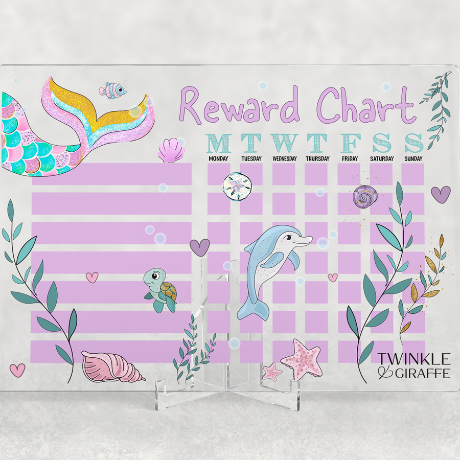 Mermaid Acrylic Reward Chart, Personalized Chore Chart, Acrylic Chore Chart, Kids Responsibility Chat, Dry Erase Chore Chart