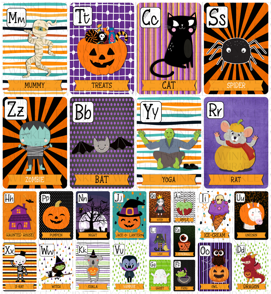 English Alphabet Cards - Halloween Edition