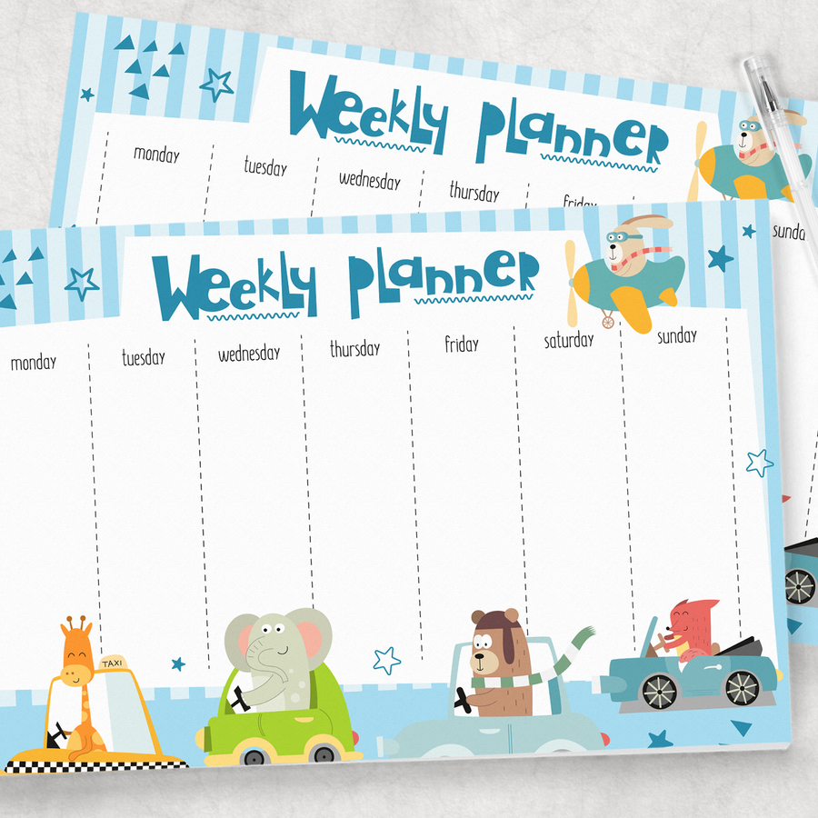 Kids' Weekly Planner - Fun Animal Themes for Little Planners!