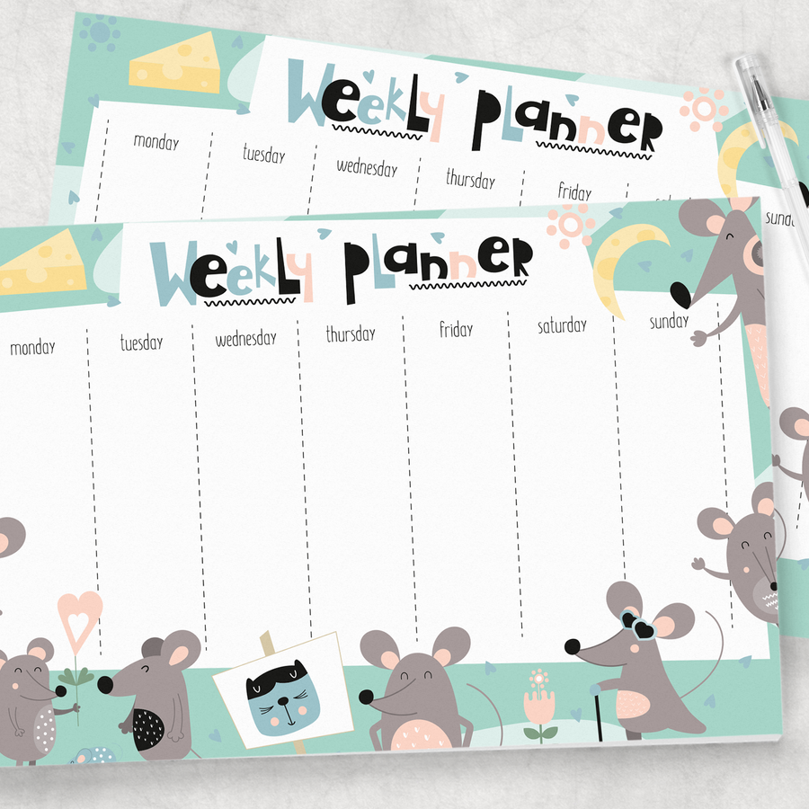 Kids' Weekly Planner - Fun Animal Themes for Little Planners!