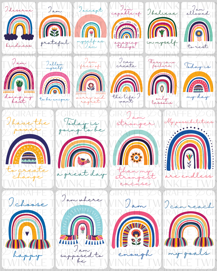 Rainbow Affirmation Cards - Set of 20