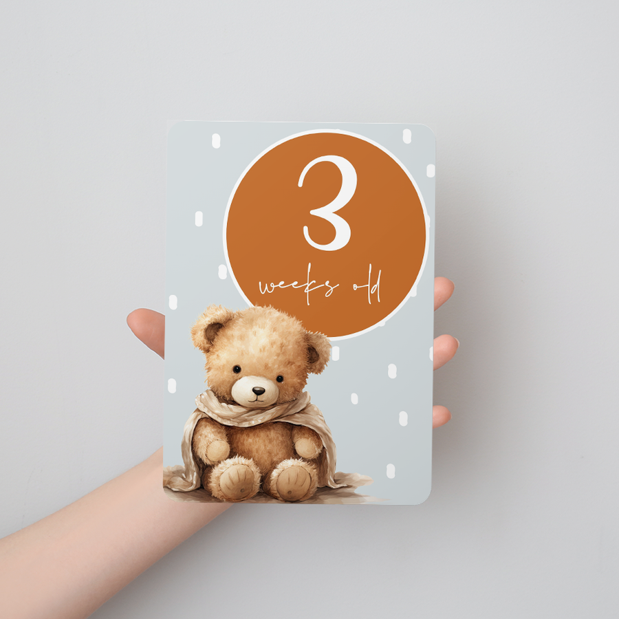Teddy Bear Baby Milestone Cards - Set of 30