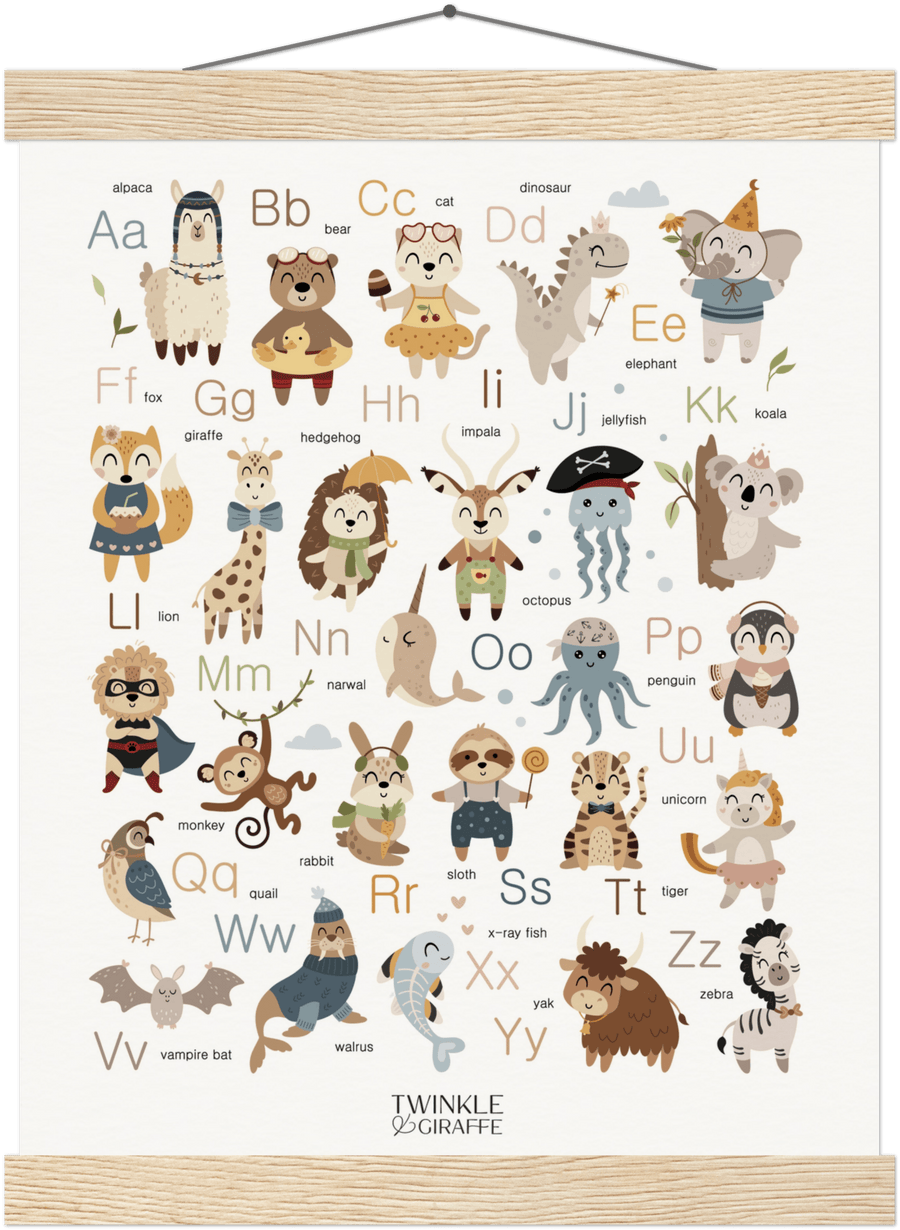 Alphabet Premium Matte Paper Poster with Hanger - Twinkle and Giraffe Designs