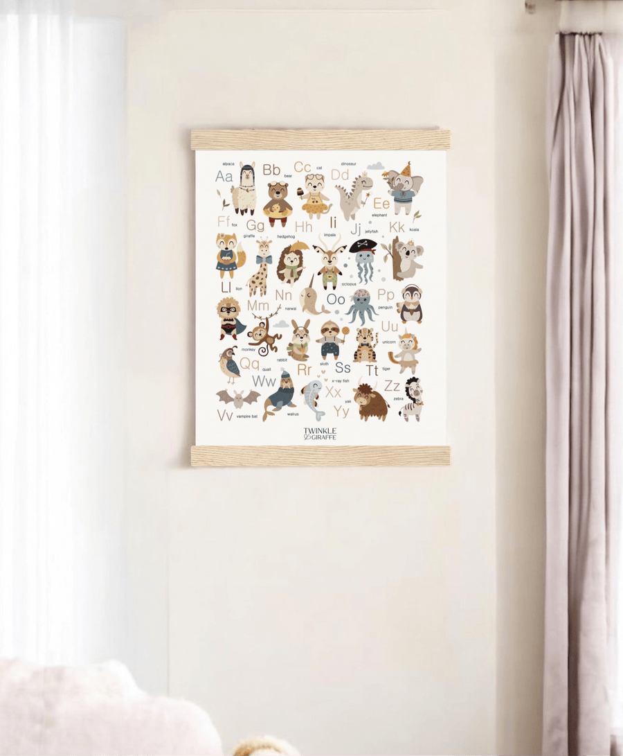 Alphabet Premium Matte Paper Poster with Hanger - Twinkle and Giraffe Designs