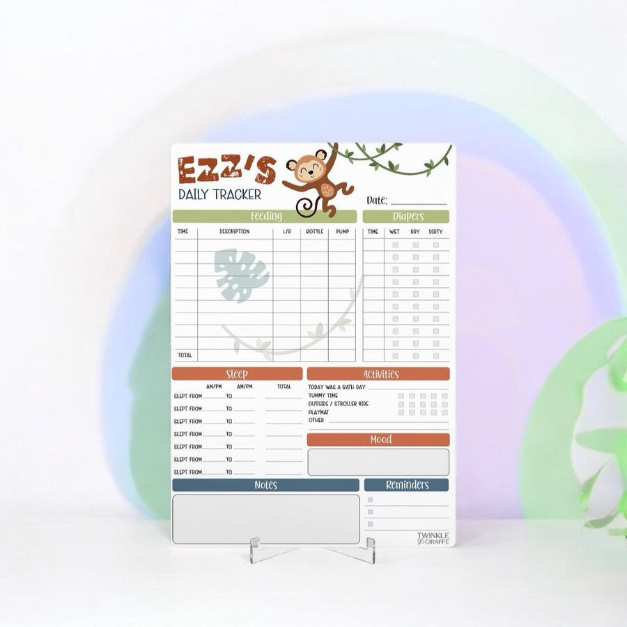 Baby Daily Tracker - Personalised Infant Care Chart - Twinkle and Giraffe Designs