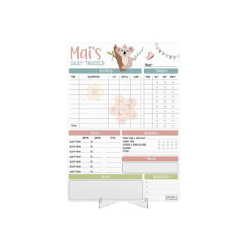 Baby Daily Tracker - Personalised Infant Care Chart - Twinkle and Giraffe Designs