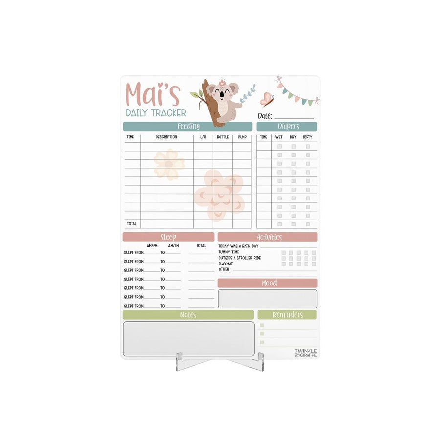 Baby Daily Tracker - Personalised Infant Care Chart - Twinkle and Giraffe Designs
