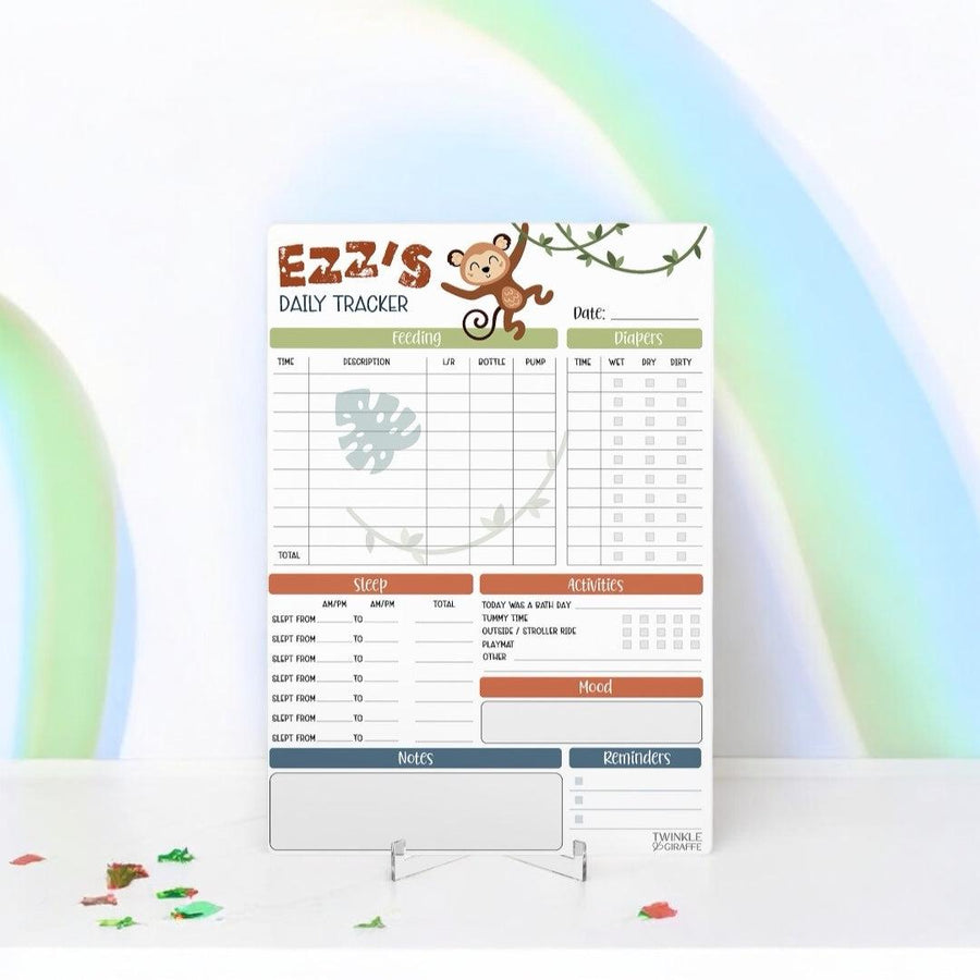 Baby Daily Tracker - Personalised Infant Care Chart - Twinkle and Giraffe Designs