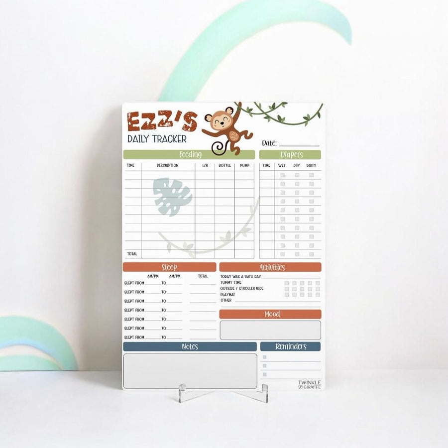 Baby Daily Tracker - Personalised Infant Care Chart - Twinkle and Giraffe Designs