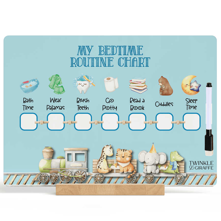 Bedtime Routine Chart, Acrylic Chore Chart, Kids Responsibility Chart, Dry Erase Chore Chart - Twinkle and Giraffe Designs