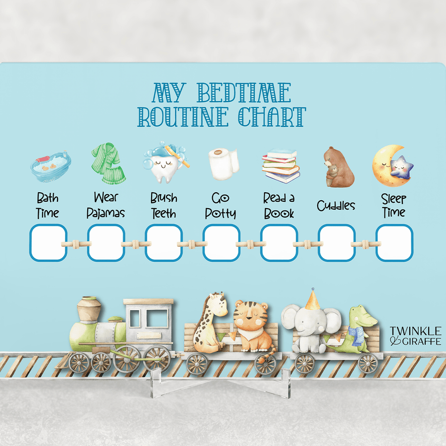 Bedtime Routine Chart, Acrylic Chore Chart, Kids Responsibility Chart, Dry Erase Chore Chart - Twinkle and Giraffe Designs