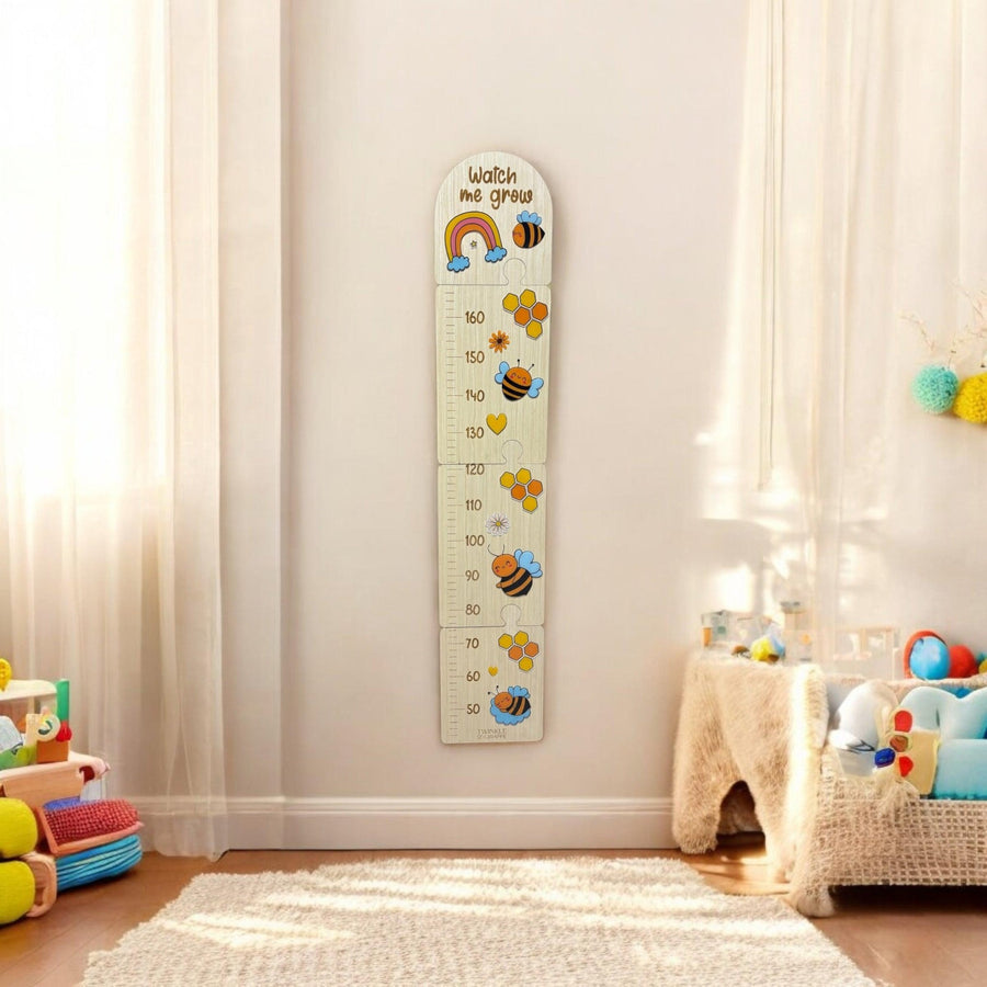 Bees Wooden Puzzle Height Chart – Fun and Interactive Growth Tracker - Twinkle and Giraffe Designs