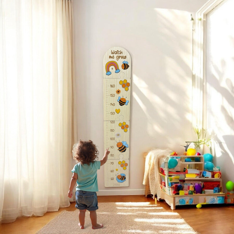 Bees Wooden Puzzle Height Chart – Fun and Interactive Growth Tracker - Twinkle and Giraffe Designs