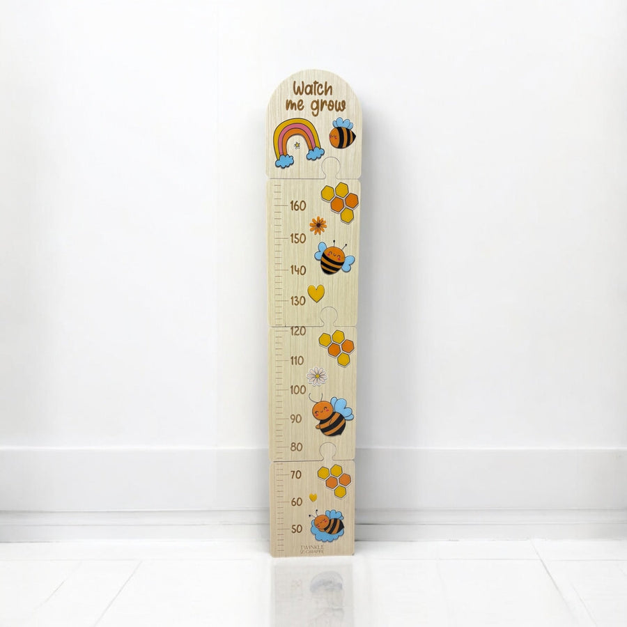 Bees Wooden Puzzle Height Chart – Fun and Interactive Growth Tracker - Twinkle and Giraffe Designs