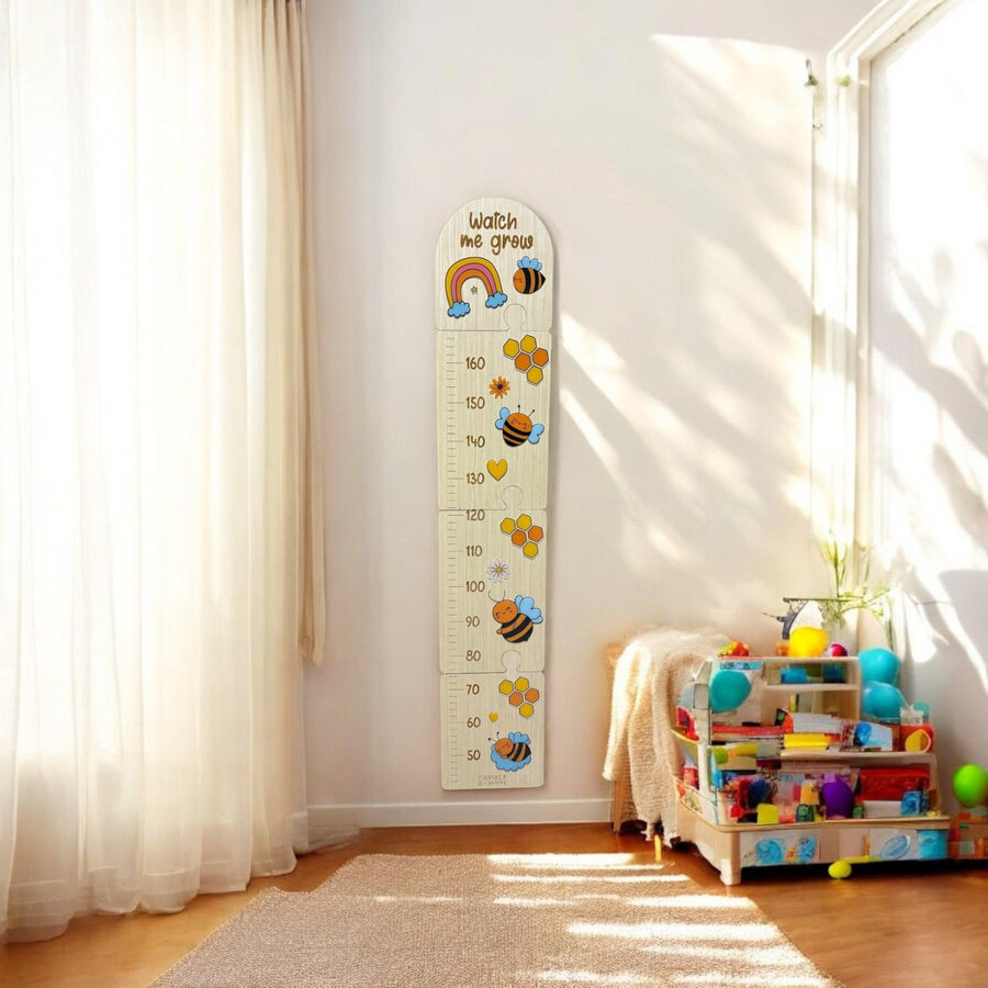 Bees Wooden Puzzle Height Chart – Fun and Interactive Growth Tracker - Twinkle and Giraffe Designs