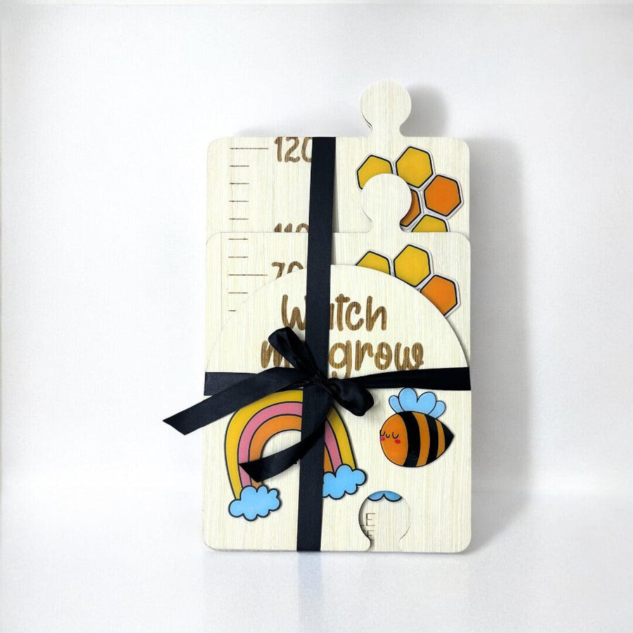 Bees Wooden Puzzle Height Chart – Fun and Interactive Growth Tracker - Twinkle and Giraffe Designs