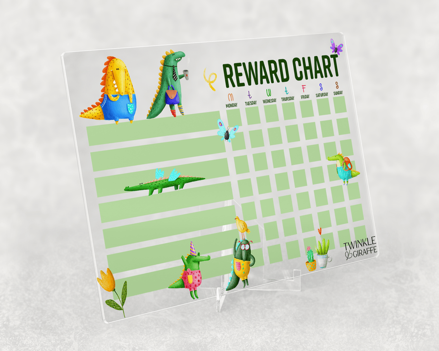 Crocodile Acrylic Print, Personalized Reward Chart, Acrylic Chore Chart, Kids Responsibility Chat, Dry Erase Chore Chart - Twinkle and Giraffe Designs