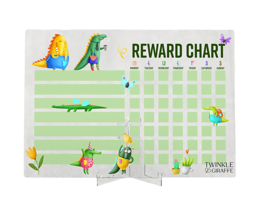Crocodile Acrylic Print, Personalized Reward Chart, Acrylic Chore Chart, Kids Responsibility Chat, Dry Erase Chore Chart - Twinkle and Giraffe Designs