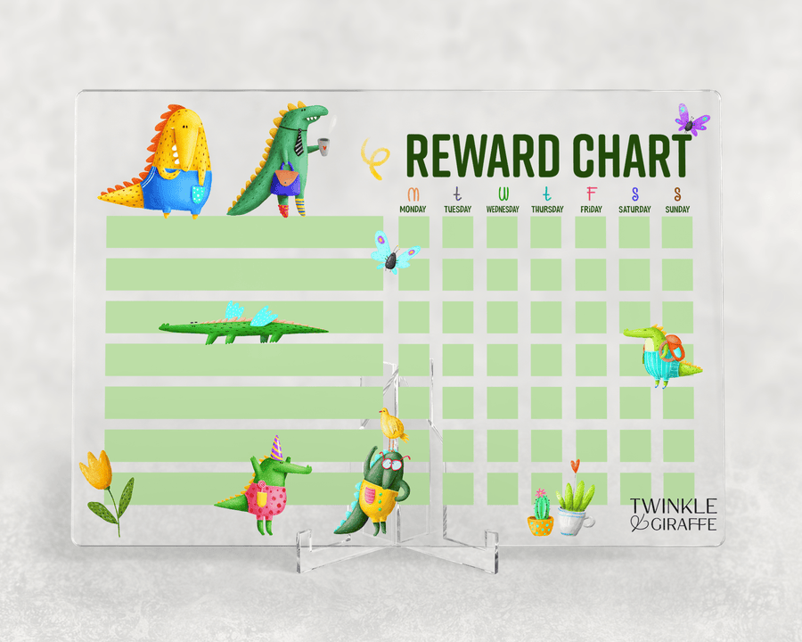 Crocodile Acrylic Print, Personalized Reward Chart, Acrylic Chore Chart, Kids Responsibility Chat, Dry Erase Chore Chart - Twinkle and Giraffe Designs