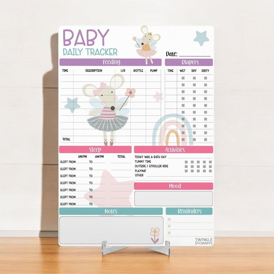 Cute Mouse Baby Daily Tracker - Infant Care Chart - Twinkle and Giraffe Designs