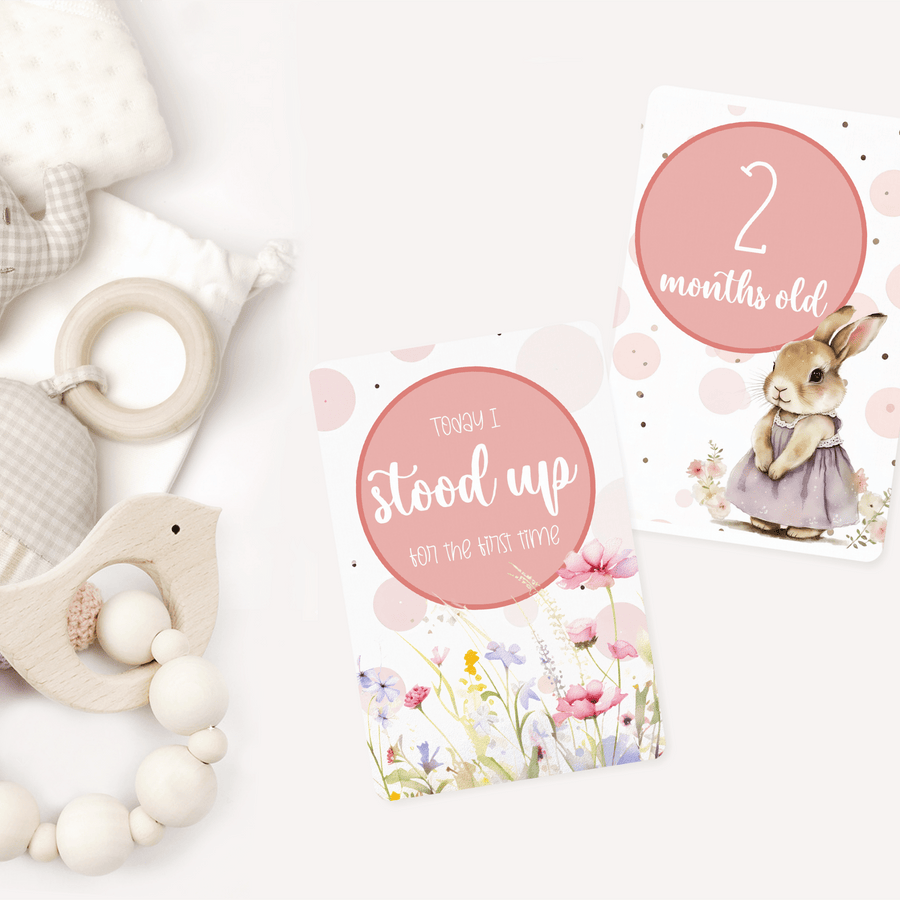 Happy Bunnies Baby Milestone Cards - Set of 30 - Twinkle and Giraffe Designs