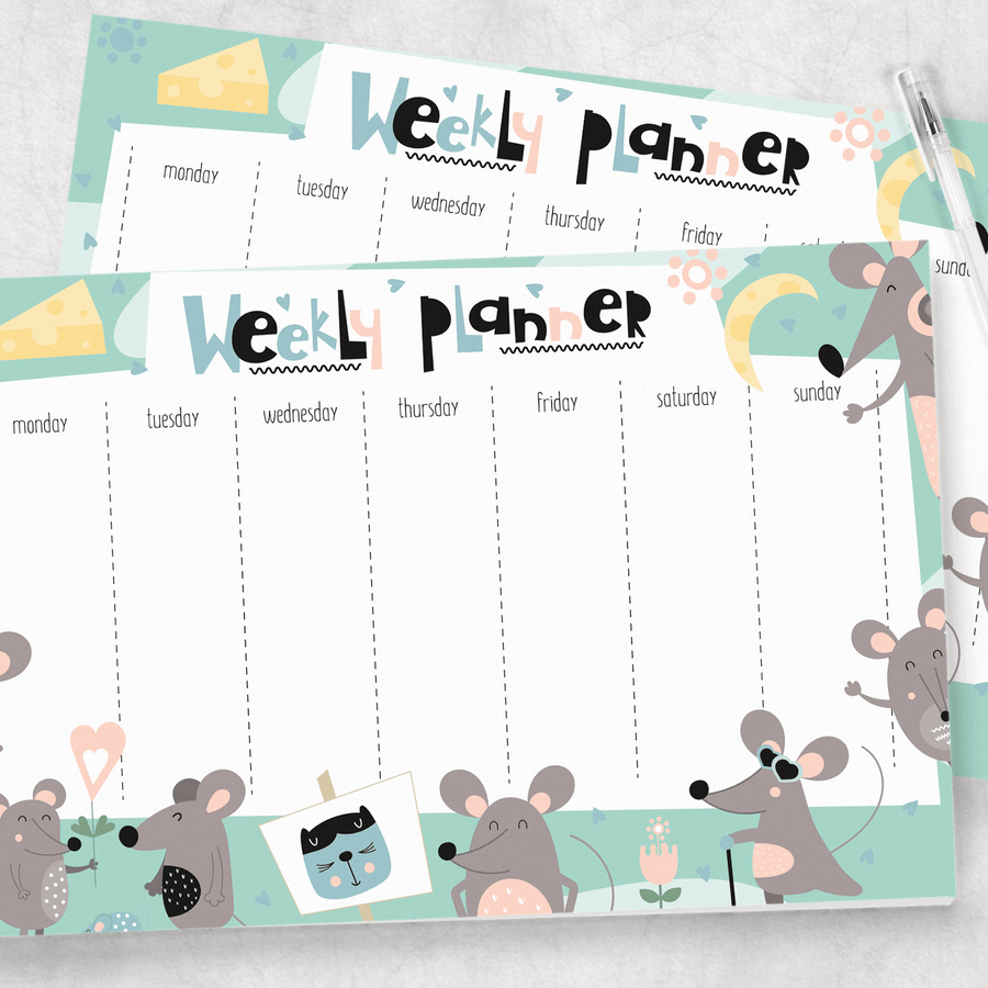 Kids' Weekly Planner - Fun Animal Themes for Little Planners! - Twinkle and Giraffe Designs
