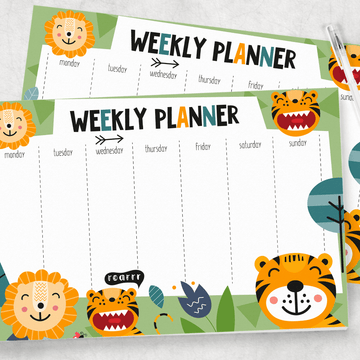 Kids' Weekly Planner - Fun Animal Themes for Little Planners! - Twinkle and Giraffe Designs