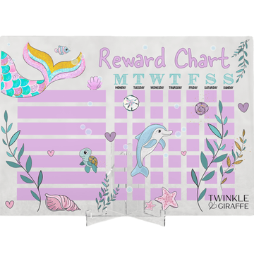 Mermaid Acrylic Reward Chart, Personalized Chore Chart, Acrylic Chore Chart, Kids Responsibility Chat, Dry Erase Chore Chart - Twinkle and Giraffe Designs