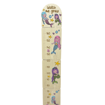 Mermaids Wooden Puzzle Height Chart – Fun and Interactive Growth Tracker - Twinkle and Giraffe Designs
