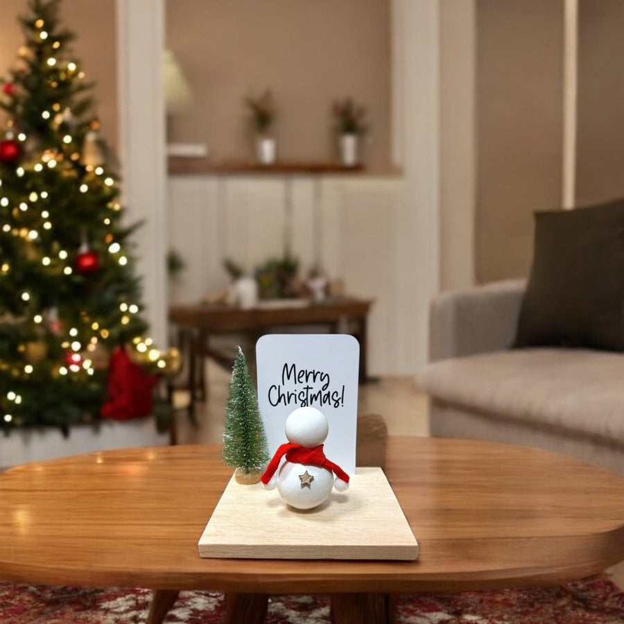 Merry Christmas White Snowman Peg - Twinkle and Giraffe Designs