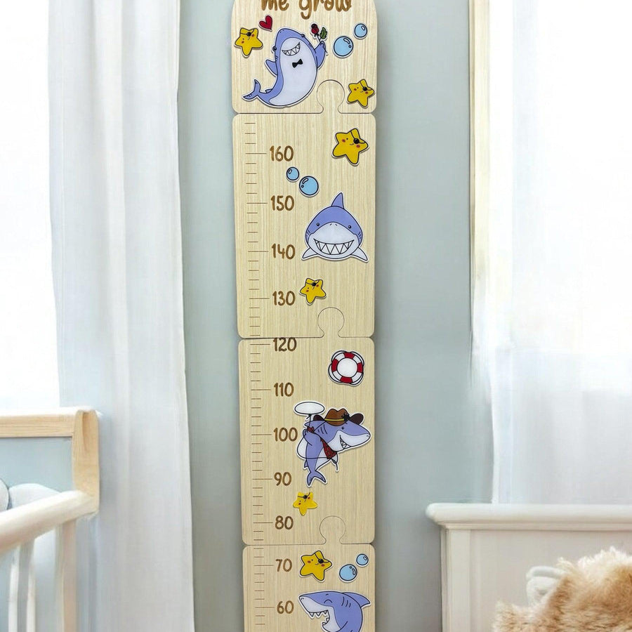 Shark Wooden Puzzle Height Chart – Fun and Interactive Growth Tracker - Twinkle and Giraffe Designs