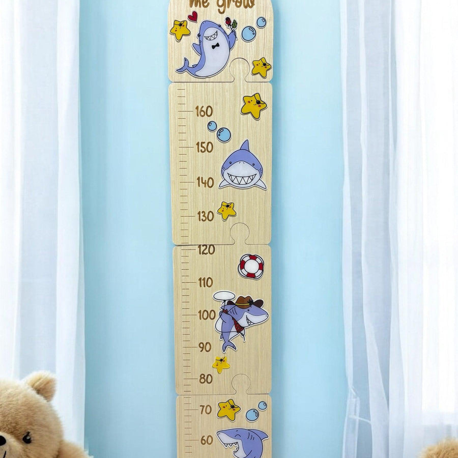 Shark Wooden Puzzle Height Chart – Fun and Interactive Growth Tracker - Twinkle and Giraffe Designs
