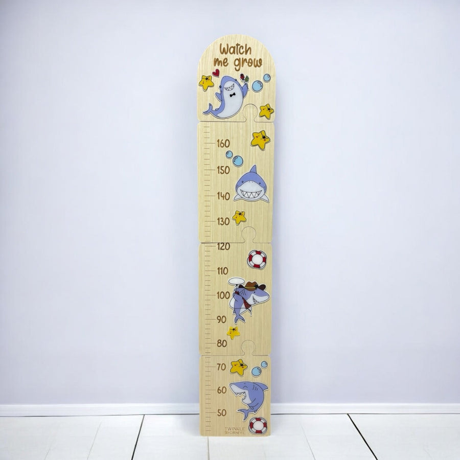 Shark Wooden Puzzle Height Chart – Fun and Interactive Growth Tracker - Twinkle and Giraffe Designs