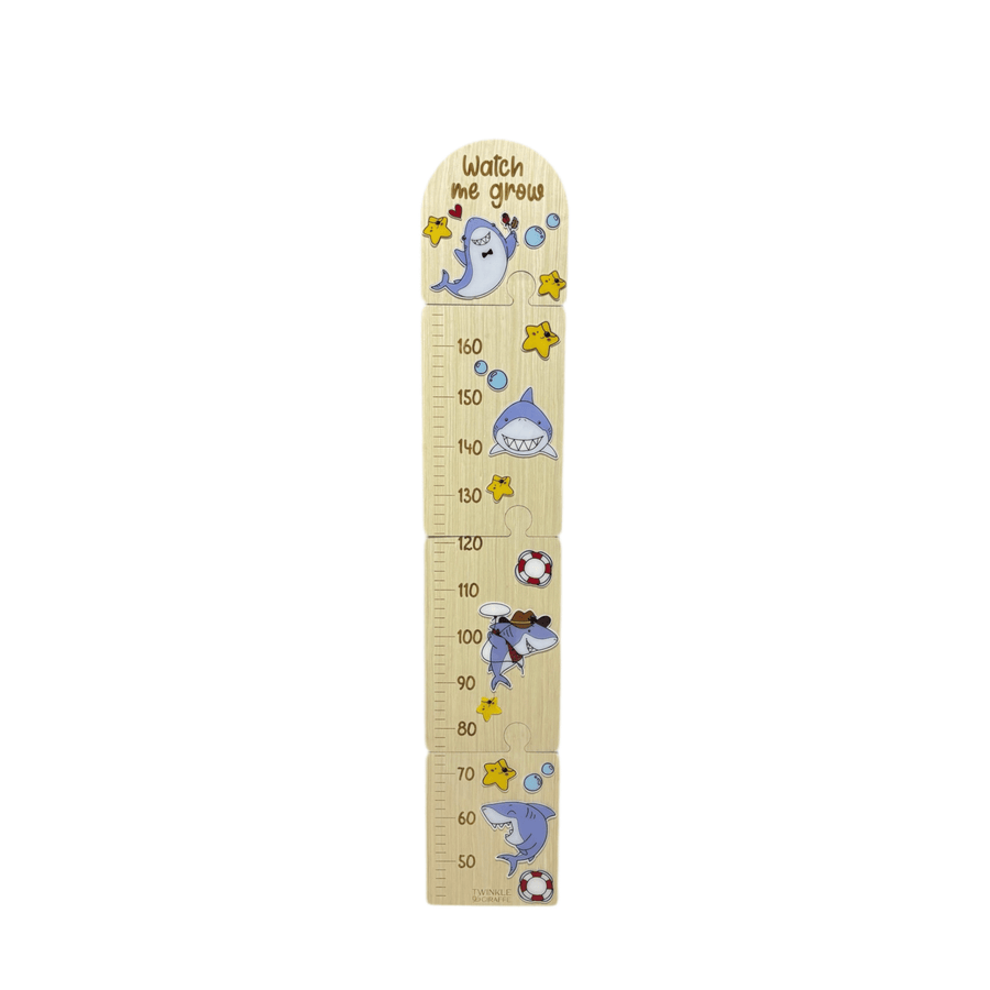 Shark Wooden Puzzle Height Chart – Fun and Interactive Growth Tracker - Twinkle and Giraffe Designs