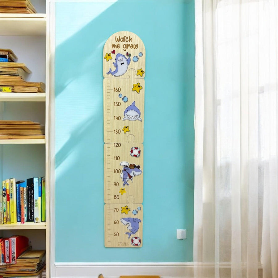 Shark Wooden Puzzle Height Chart – Fun and Interactive Growth Tracker - Twinkle and Giraffe Designs