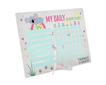 Sweet Koala Acrylic Reward Chart, Personalized Chore Chart, Acrylic Chore Chart, Kids Responsibility Chat, Dry Erase Chore Chart - Twinkle and Giraffe Designs