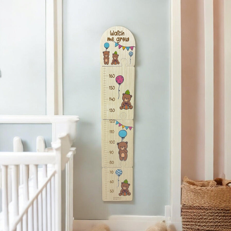 Teddy Bear Wooden Puzzle Height Chart – Fun and Interactive Growth Tracker - Twinkle and Giraffe Designs
