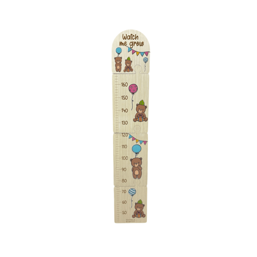 Teddy Bear Wooden Puzzle Height Chart – Fun and Interactive Growth Tracker - Twinkle and Giraffe Designs
