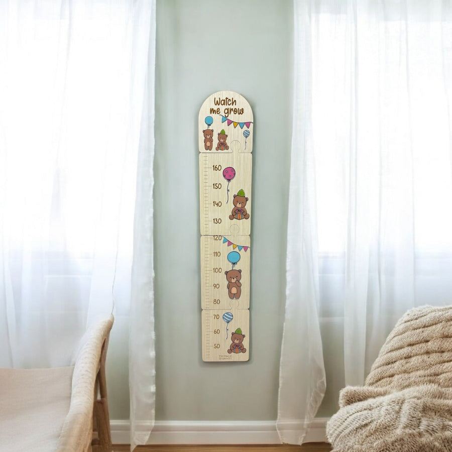 Teddy Bear Wooden Puzzle Height Chart – Fun and Interactive Growth Tracker - Twinkle and Giraffe Designs