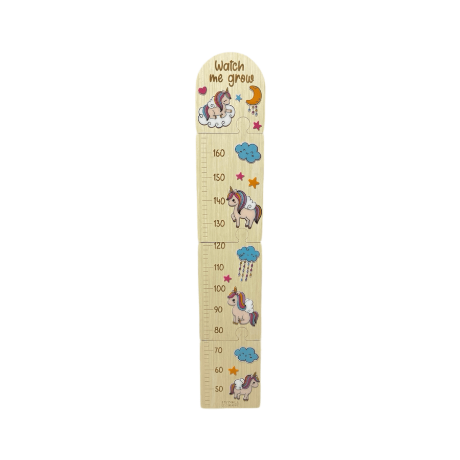 Unicorns Wooden Puzzle Height Chart – Fun and Interactive Growth Tracker - Twinkle and Giraffe Designs
