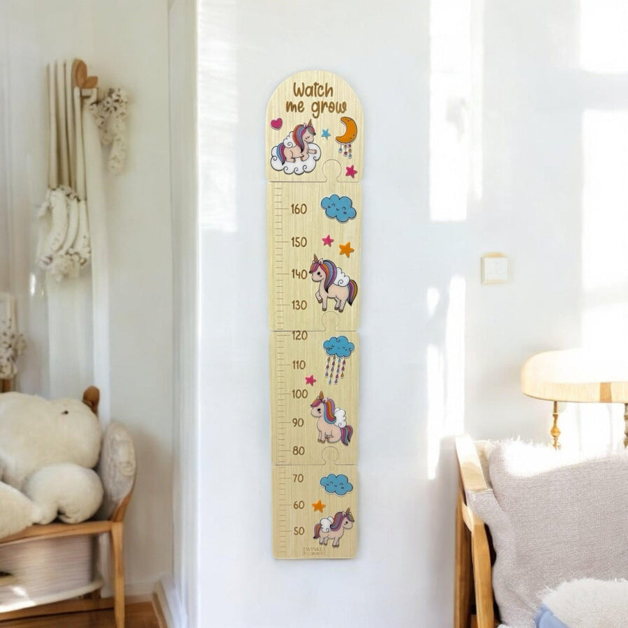 Unicorns Wooden Puzzle Height Chart – Fun and Interactive Growth Tracker - Twinkle and Giraffe Designs