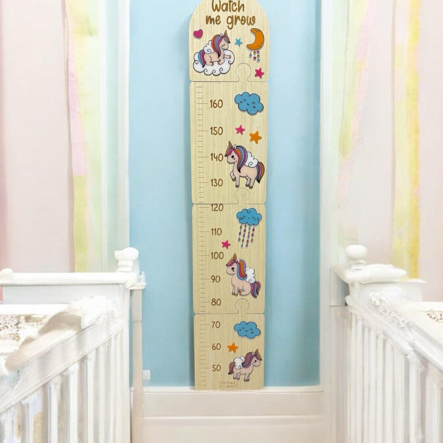 Unicorns Wooden Puzzle Height Chart – Fun and Interactive Growth Tracker - Twinkle and Giraffe Designs