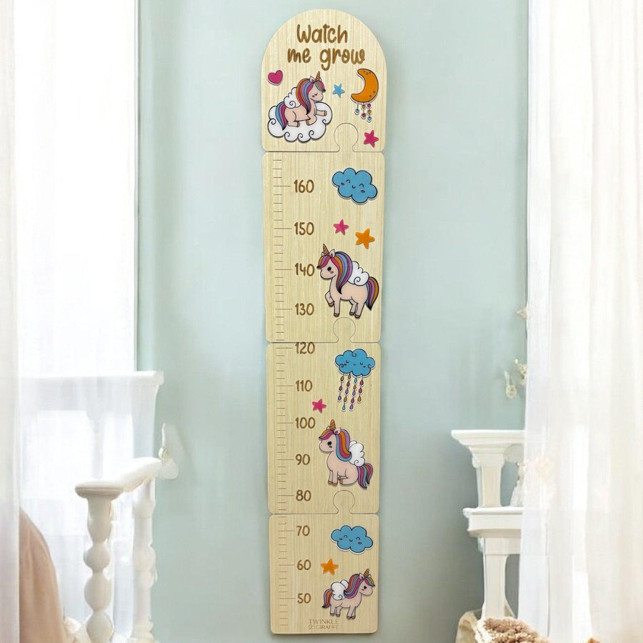 Unicorns Wooden Puzzle Height Chart – Fun and Interactive Growth Tracker - Twinkle and Giraffe Designs