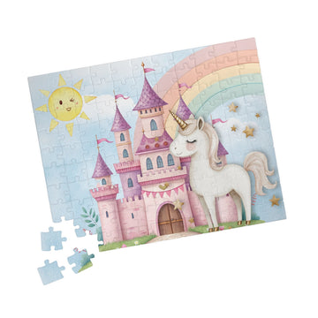 Whimsical Unicorn Castle Puzzle for Kids, Family Fun Game, Magical Home Décor, Great Gift Idea for Occasions - Twinkle and Giraffe Designs