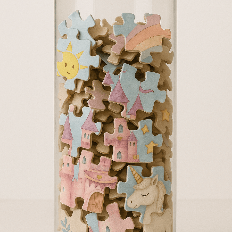 Whimsical Unicorn Castle Puzzle for Kids, Family Fun Game, Magical Home Décor, Great Gift Idea for Occasions - Twinkle and Giraffe Designs