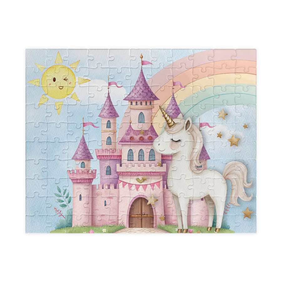 Whimsical Unicorn Castle Puzzle for Kids, Family Fun Game, Magical Home Décor, Great Gift Idea for Occasions - Twinkle and Giraffe Designs