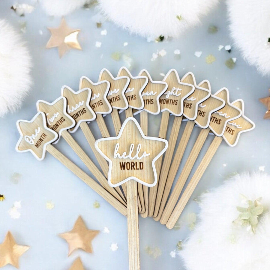 Wooden Baby Milestone Stars - Twinkle and Giraffe Designs