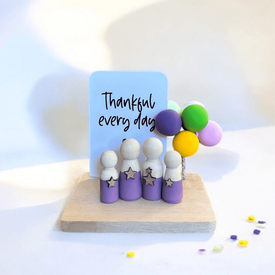 Wooden Peg Family “Thankful Everyday” - Twinkle and Giraffe Designs