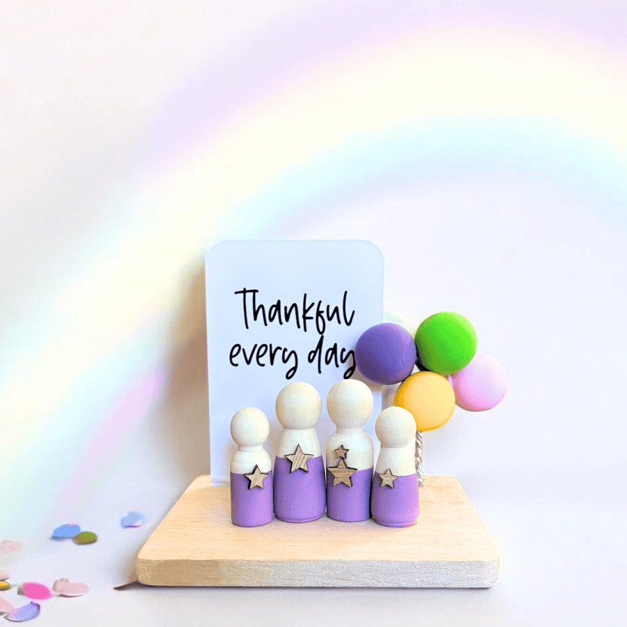 Wooden Peg Family “Thankful Everyday” - Twinkle and Giraffe Designs